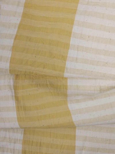 Orange White Fat Stripes Organic Cotton Fabric Fabric