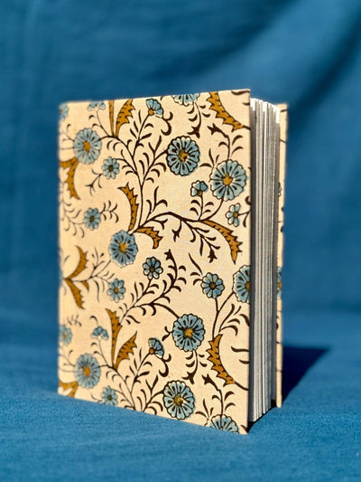 Beige Floral Block Print Diary in Handmade Paper Diary