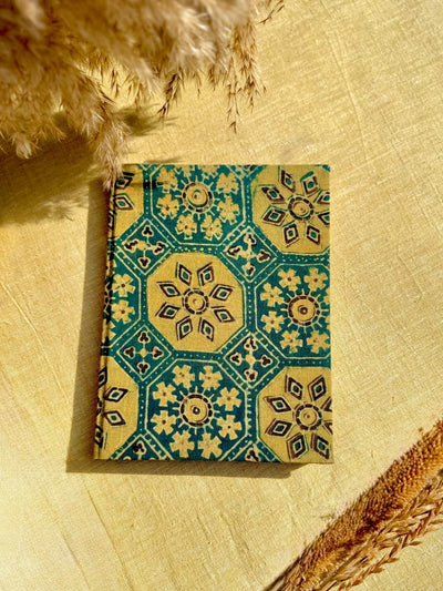 Geometric Green Hand Block Print Diary in Handmade Paper Diary
