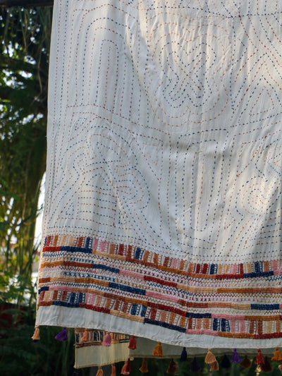 Hand embroidered Handwoven Bamboo Throw