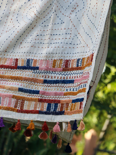Hand embroidered Handwoven Bamboo Throw