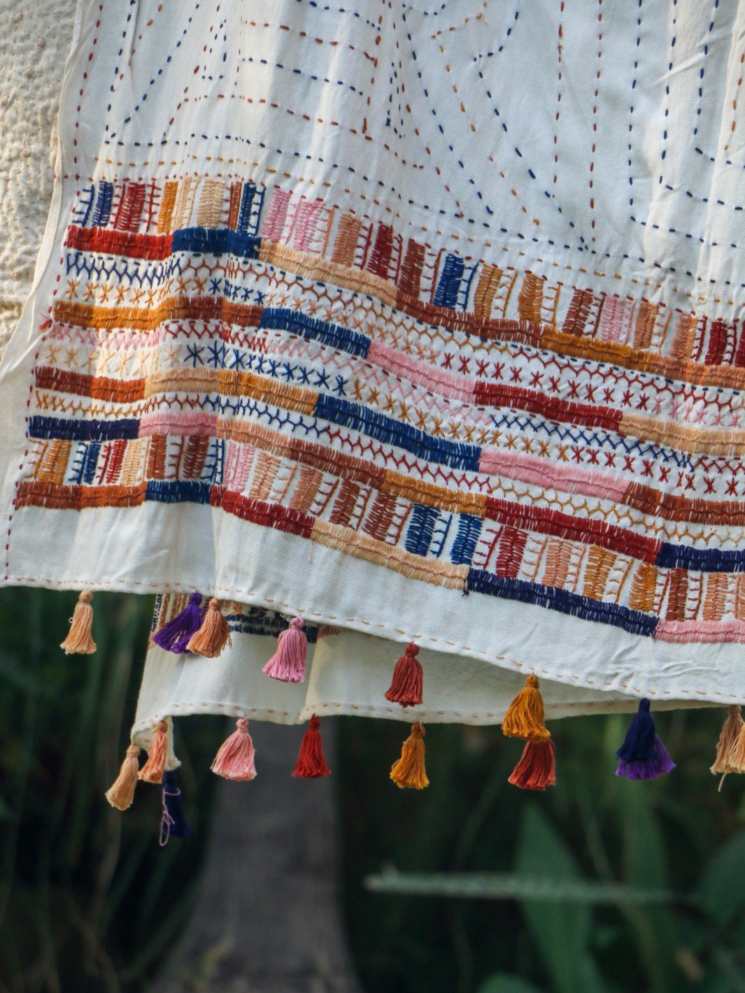 Hand embroidered Handwoven Bamboo Throw