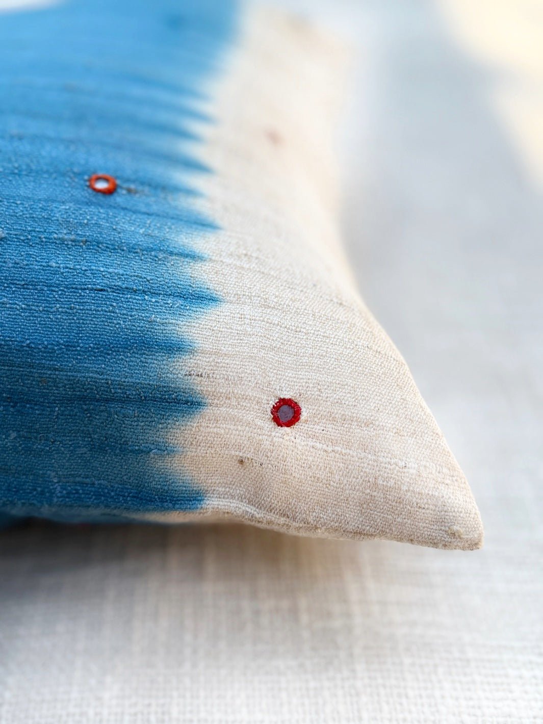 Indigo Beige Shaded Merino Silk Cushion Cover 18x18 Cushion Cover