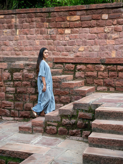 Indigo Breezy Handwoven Kaftan Clothing