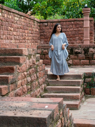 Indigo Breezy Handwoven Kaftan Clothing