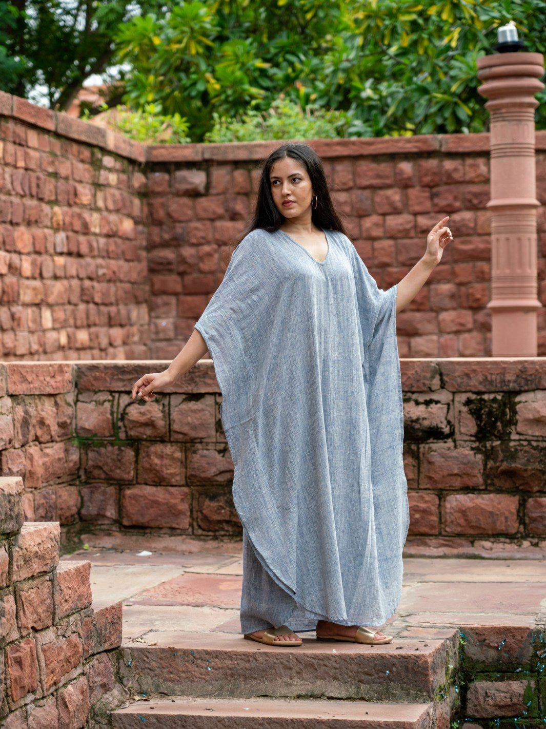 Indigo Breezy Handwoven Kaftan Clothing