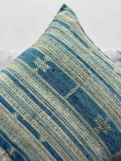 Indigo Gold Wool Silk Cushion Cover Cushion Cover