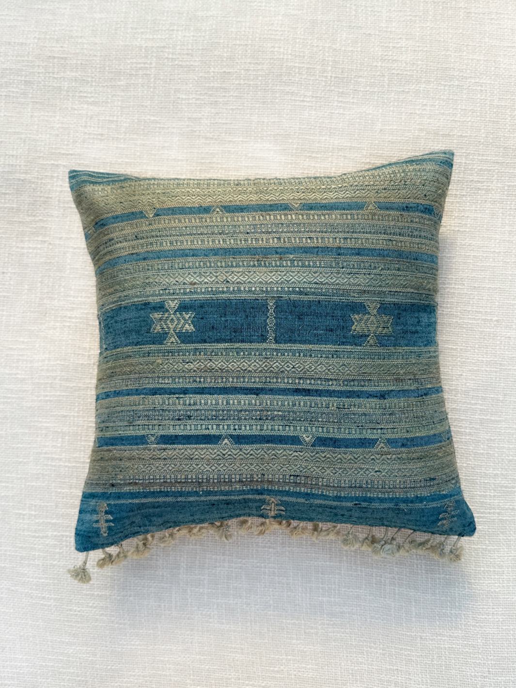 Indigo Gold Wool Silk Cushion Cover Cushion Cover