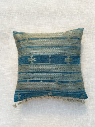 Indigo Gold Wool Silk Cushion Cover Cushion Cover