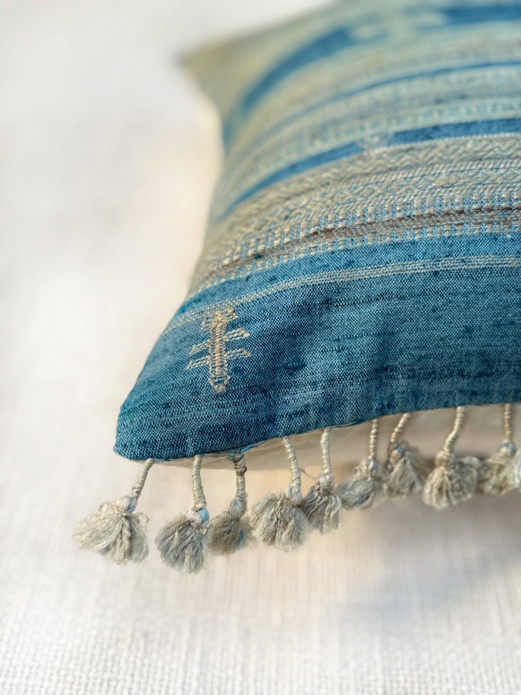 Indigo Gold Wool Silk Cushion Cover Cushion Cover