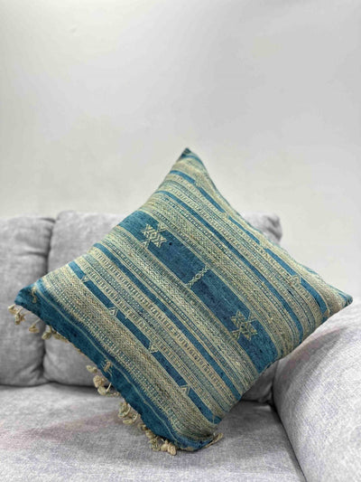 Indigo Gold Wool Silk Cushion Cover Cushion Cover