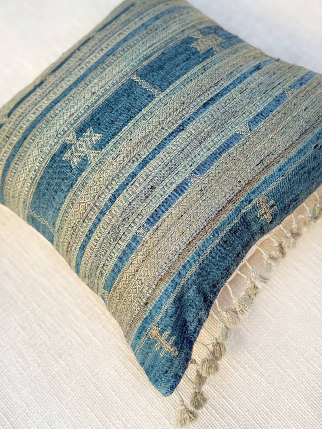 Indigo Gold Wool Silk Cushion Cover Cushion Cover