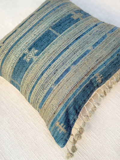 Indigo Gold Wool Silk Cushion Cover Cushion Cover
