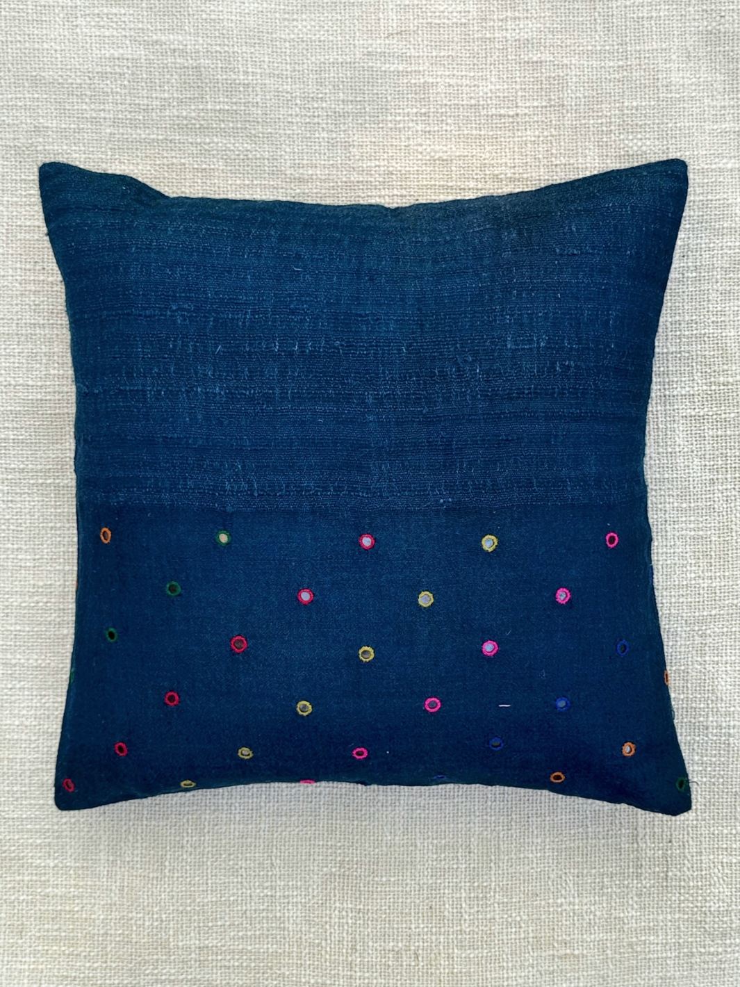 Indigo Mirror Merino Silk Cushion Cover 20x20 Cushion Cover