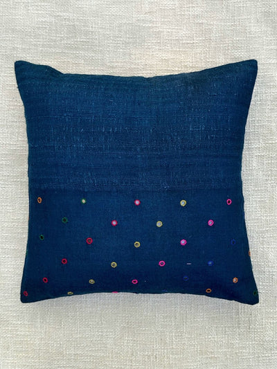 Indigo Mirror Merino Silk Cushion Cover 20x20 Cushion Cover
