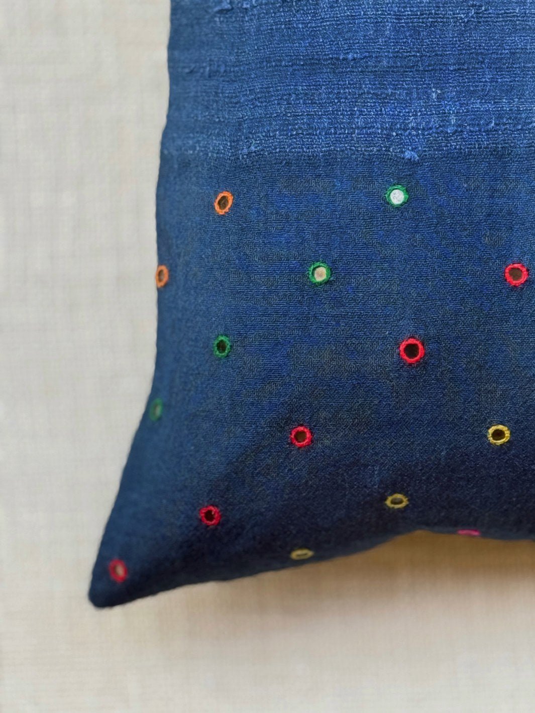 Indigo Mirror Merino Silk Cushion Cover 20x20 Cushion Cover