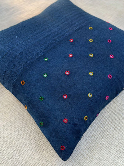 Indigo Mirror Merino Silk Cushion Cover 20x20 Cushion Cover