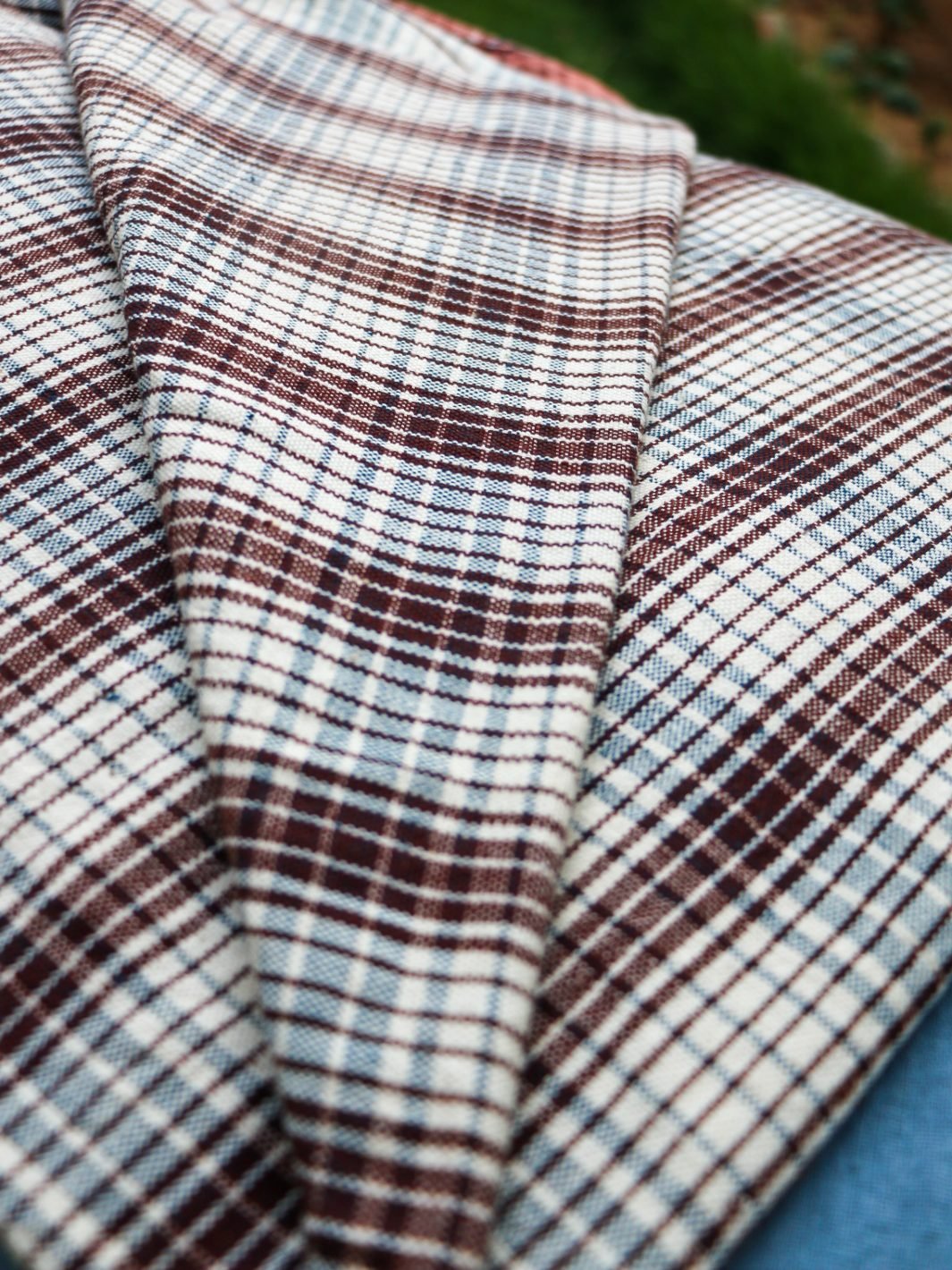 Indigo Rust Multi Colour Checks Fabric Fabric