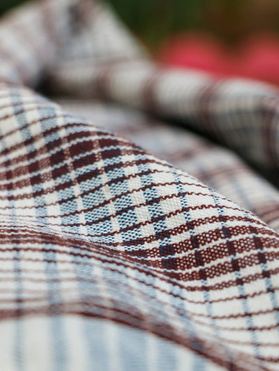Indigo Rust Multi Colour Checks Fabric Fabric