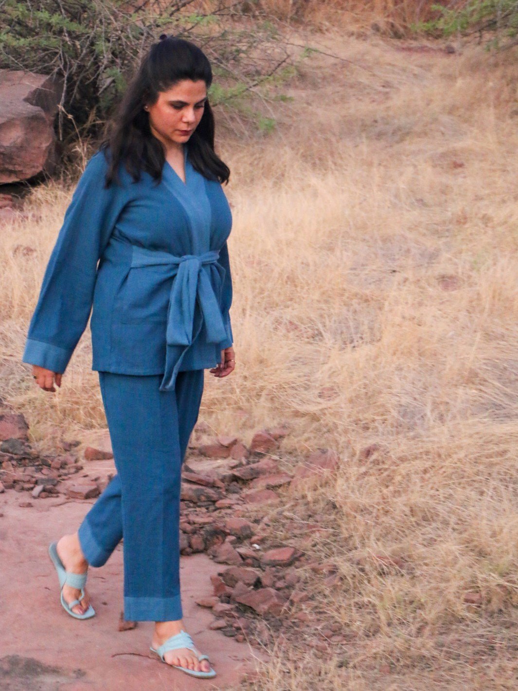 Indigo Wrap Coord Set