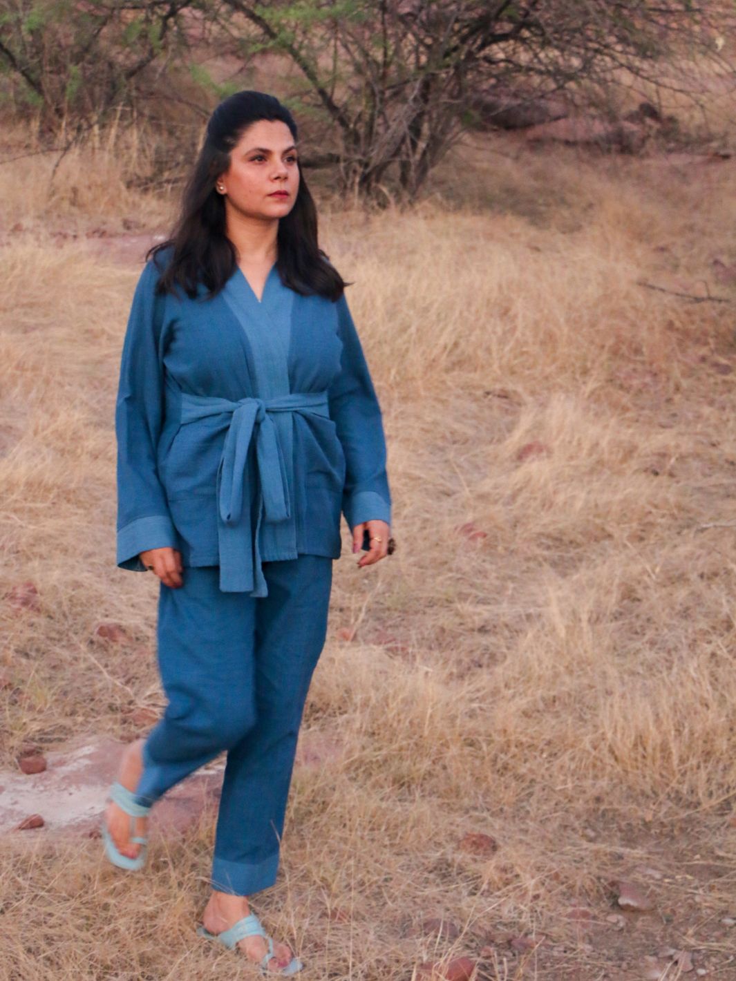 Indigo Wrap Coord Set