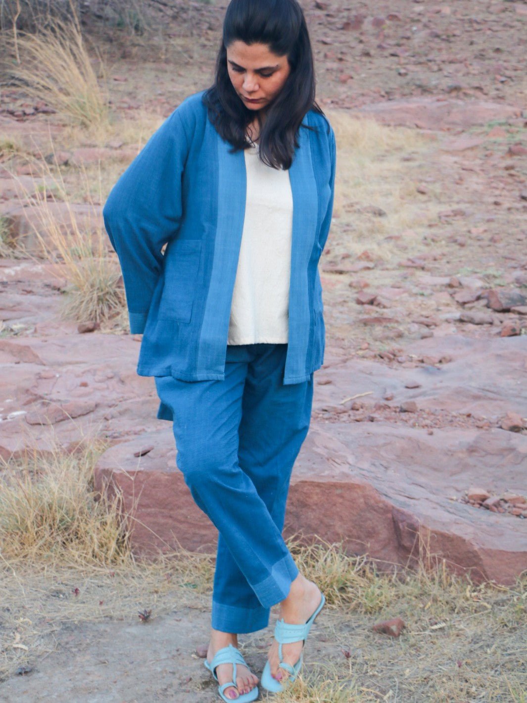 Indigo Wrap Coord Set