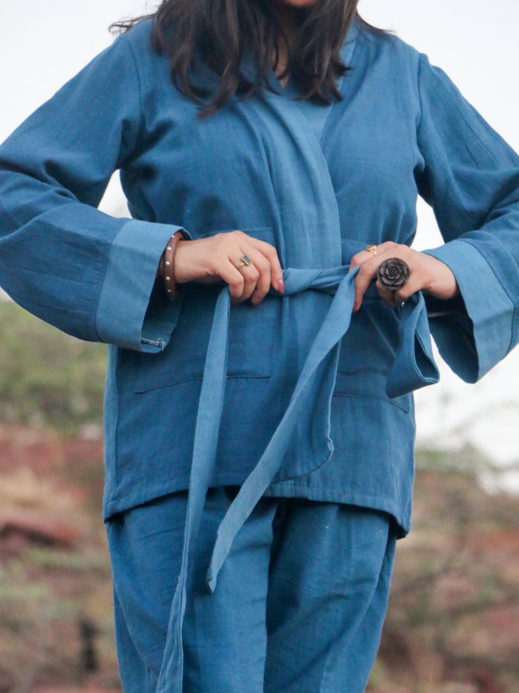 Indigo Wrap Coord Set