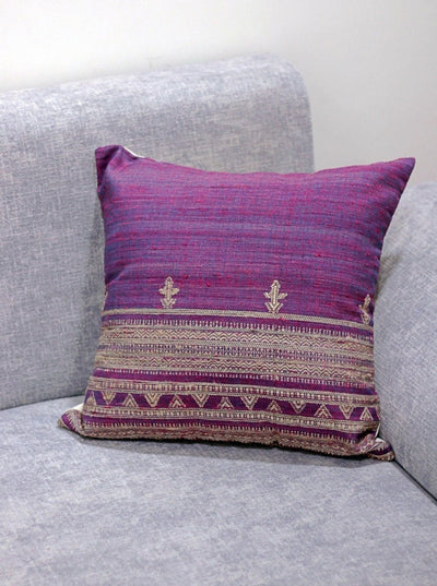 Purple Motifs Merino Silk Cushion Cover 16x16 Cushion Cover