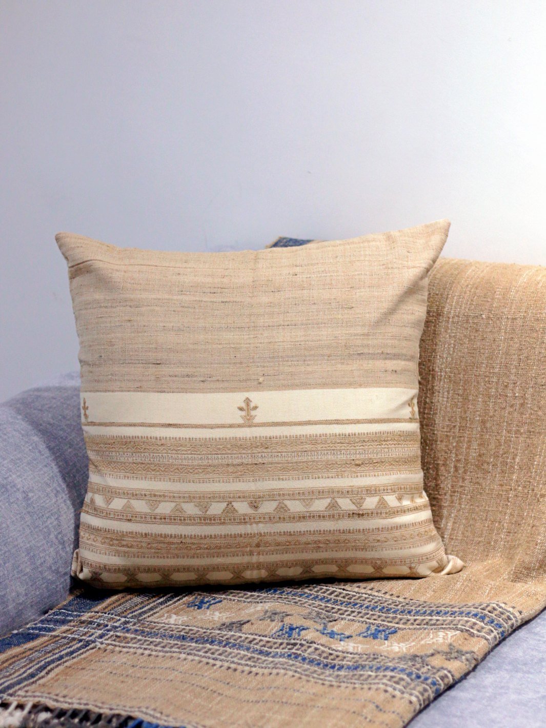 White Beige Mirror Merino Silk Cushion Cover 20x20 Cushion Cover