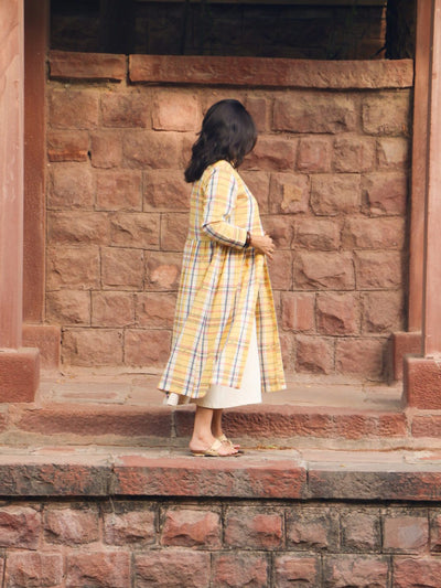 Yellow Handwoven Long Jacket Clothing