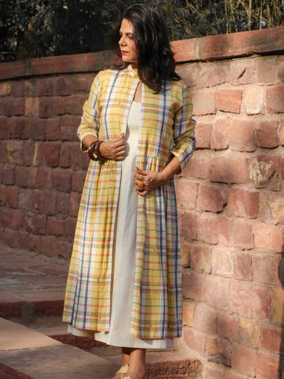 Yellow Handwoven Long Jacket Clothing